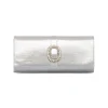 Pochette da donna argento con dettaglio strass e logo Lora Ferres