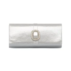Pochette da donna argento con dettaglio strass e logo Lora Ferres
