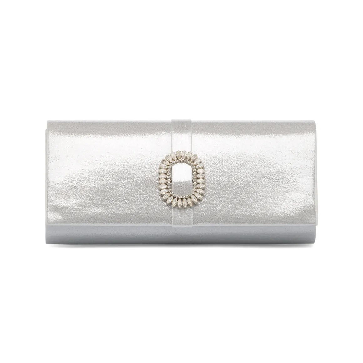 Pochette da donna argento con dettaglio strass e logo Lora Ferres