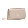 Pochette da donna champagne con glitter con logo dorato Lora Ferres
