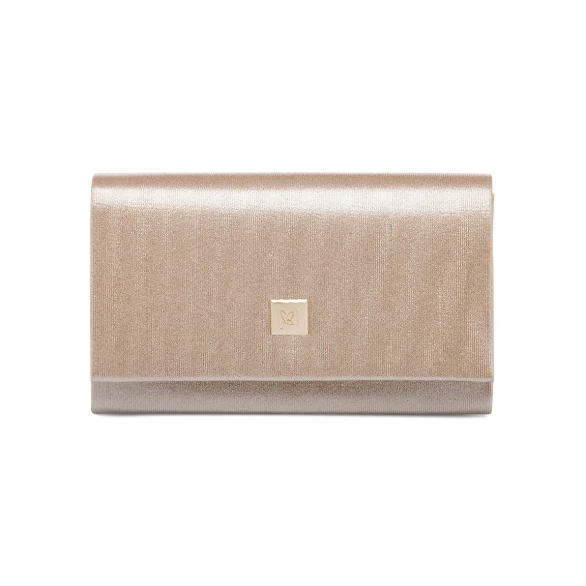 Pochette da donna champagne con glitter con logo dorato Lora Ferres