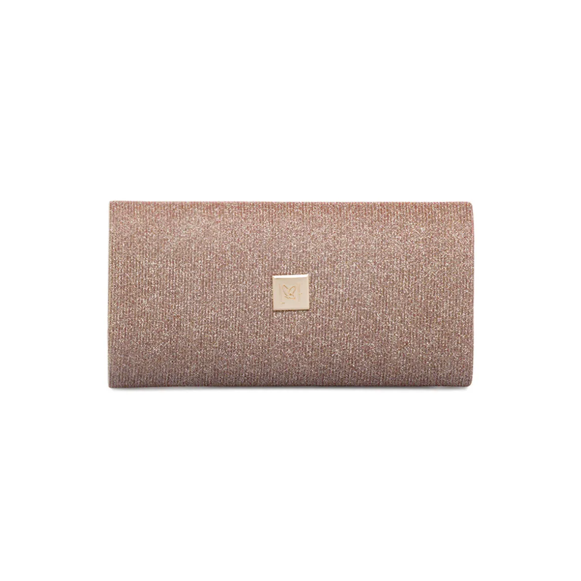 Pochette da donna oro rosa con glitter con logo Lora Ferres