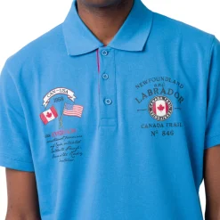 Polo Azzurra da Uomo in Cotone con Ricami e dettagli Canada Trail