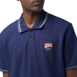 Polo blu navy da Uomo in cotone con logo Ducati