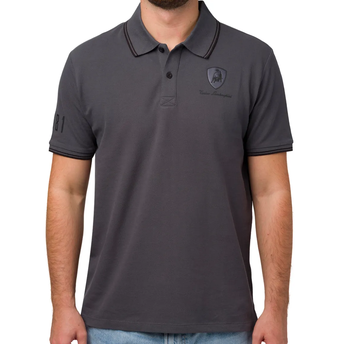 Polo da uomo grigia con logo Tonino Lamborghini