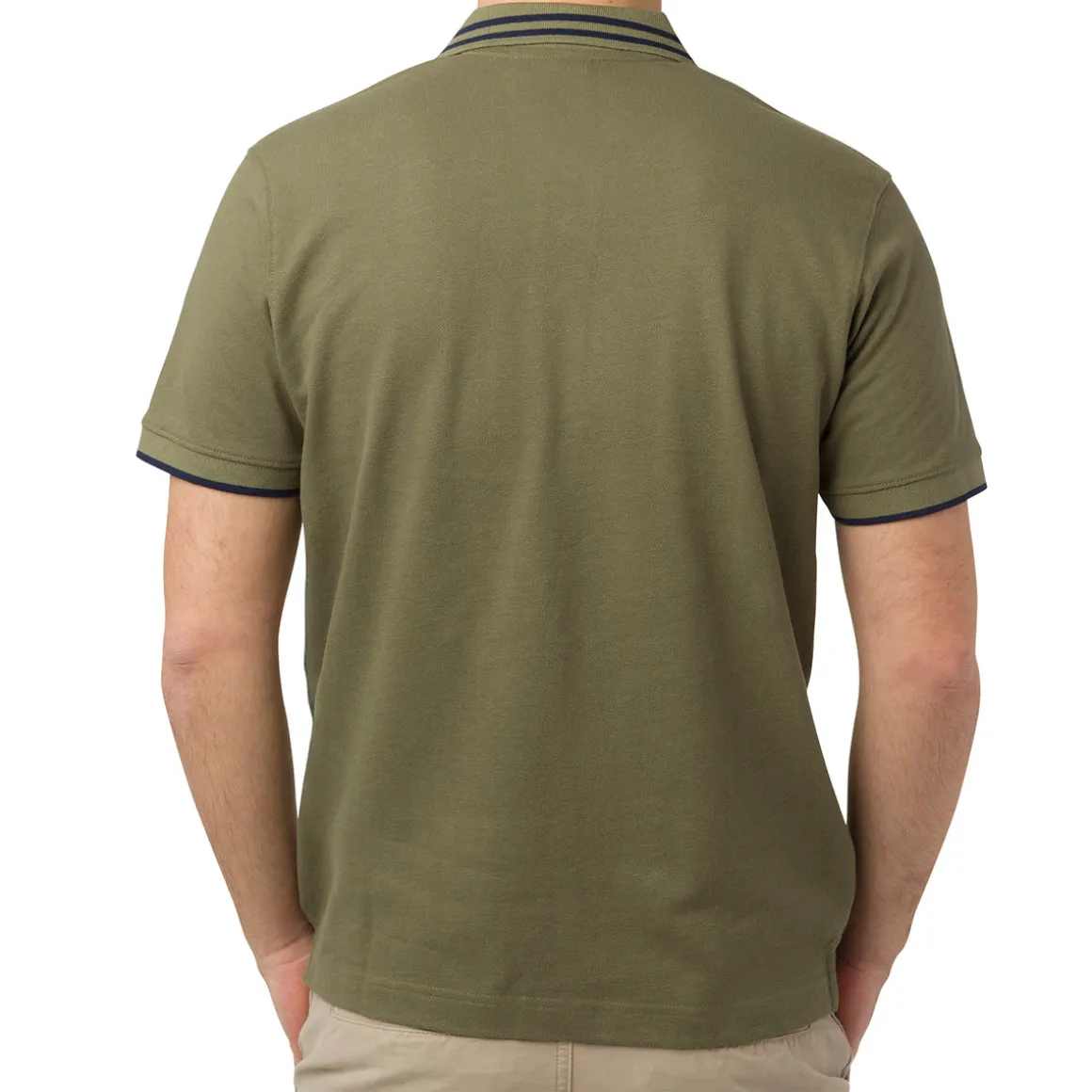 Polo verde militare da Uomo in cotone con logo ricamato Navy Sail