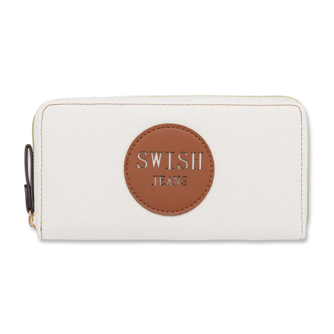 Portafoglio da donna bianco off-white con dettaglio marrone Swish Jeans