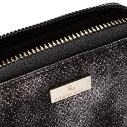 Portafoglio da donna nero con glitter e logo Romeo Gigli