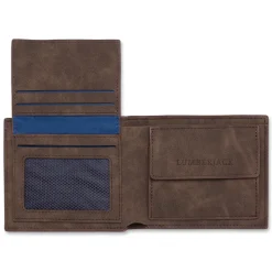Portafoglio da uomo marrone con logo metallico Lumberjack