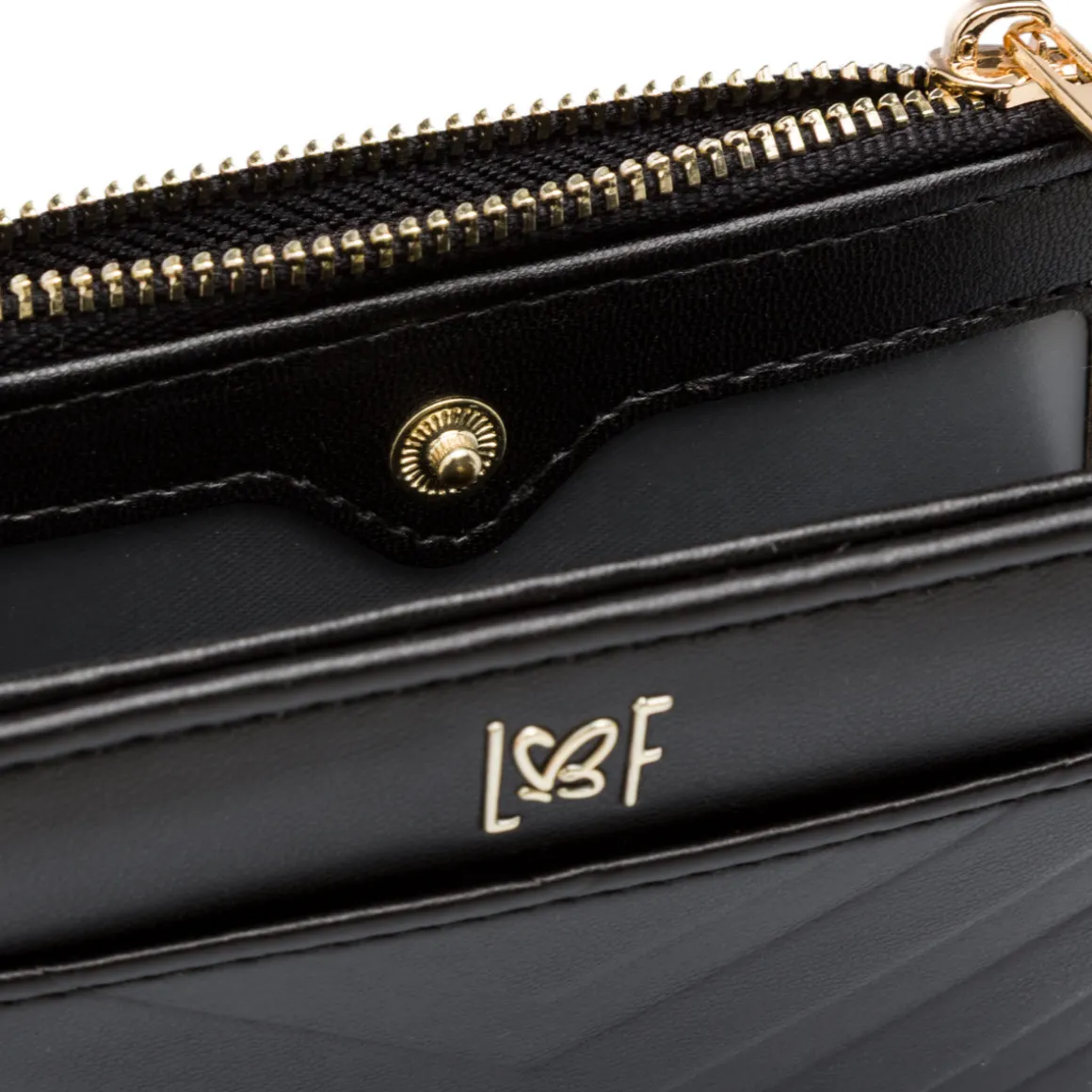 Portafoglio nero da Donna con logo in metallo Lora Ferres