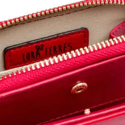 Portafoglio Rosso da Donna con logo in metallo Lora Ferres