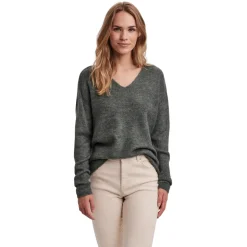 Pullover verde da Donna con scollo a V Vero Moda