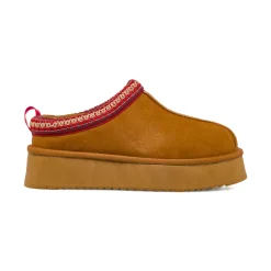 Sabot imbottite con suola platform da donna effetto scamosciato ocra Americanino