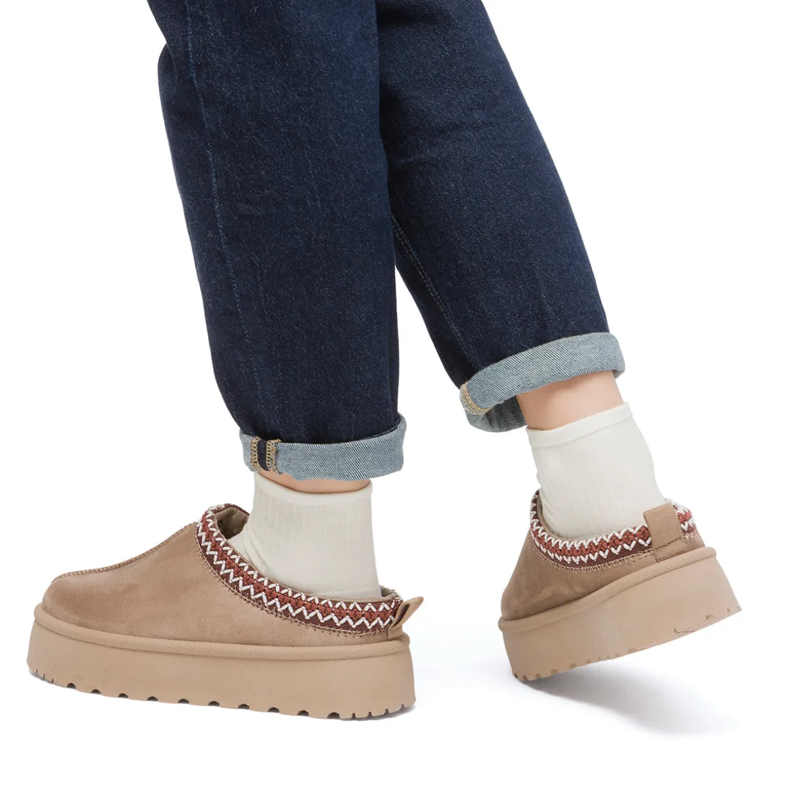 Sabot imbottite da donna khaki con dettaglio cucitura Lora Ferres