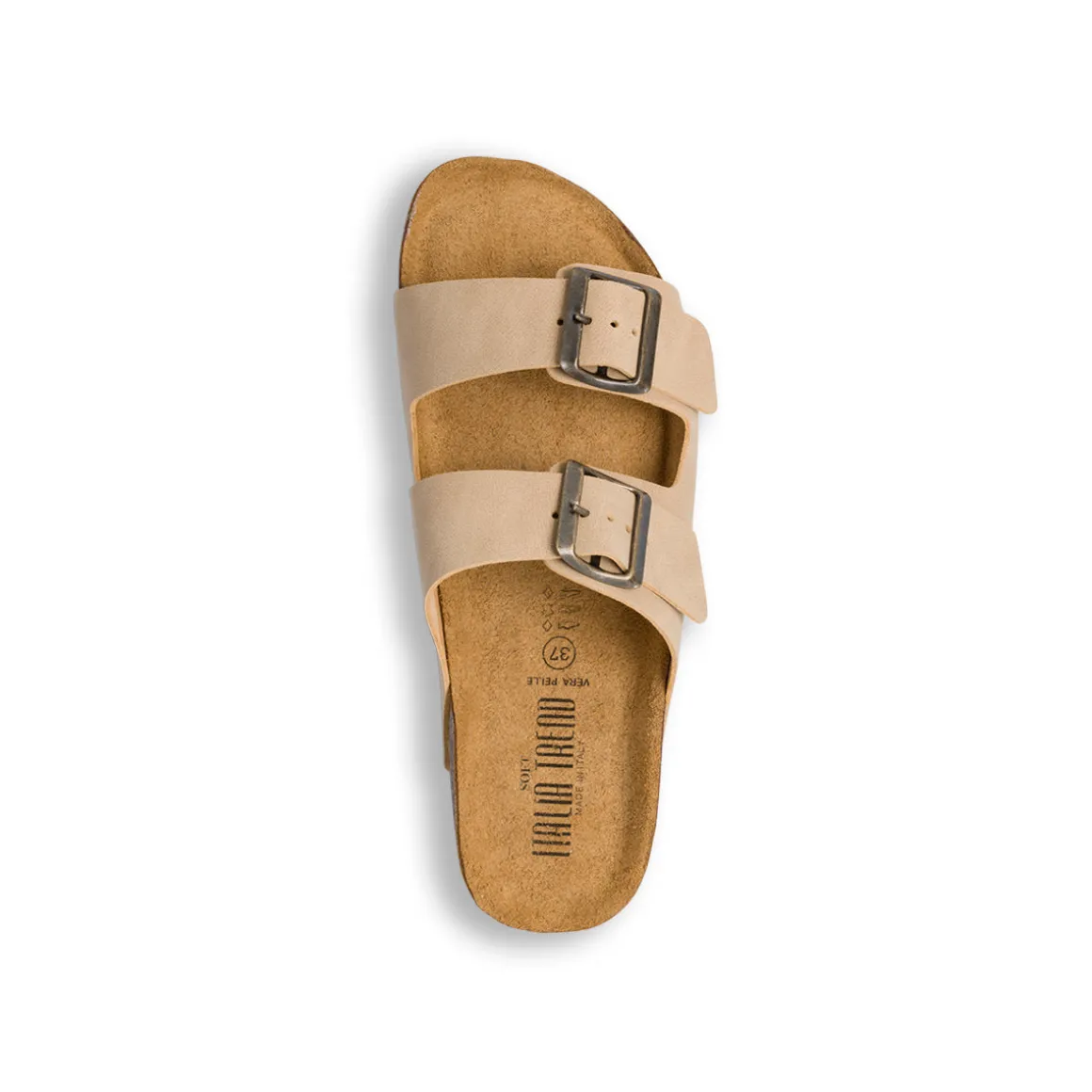 Sandali beige da donna con doppio cinturino e fibbia Italia Trend