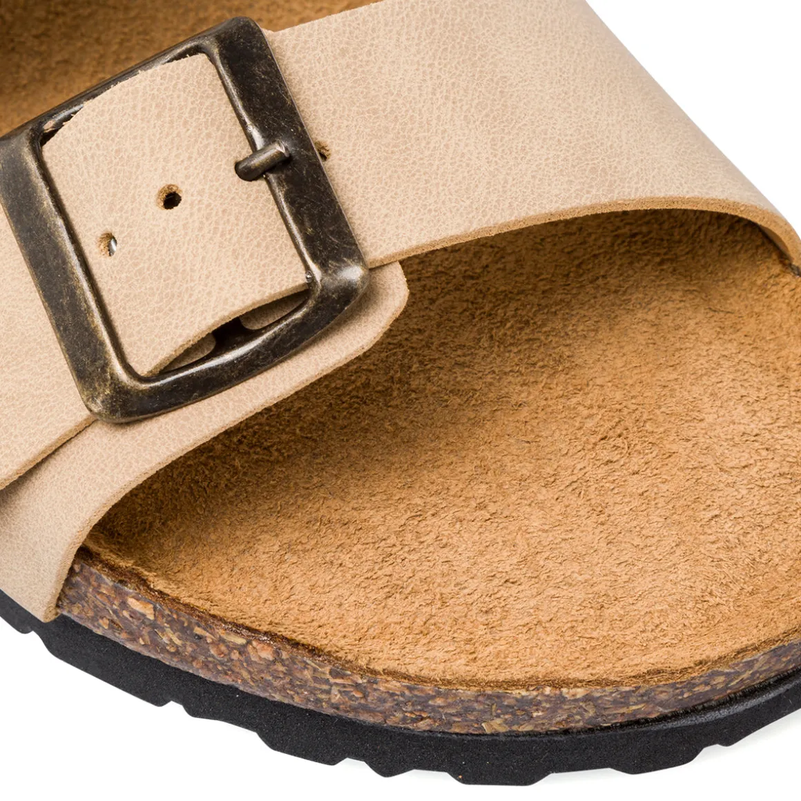 Sandali beige da donna con doppio cinturino e fibbia Italia Trend