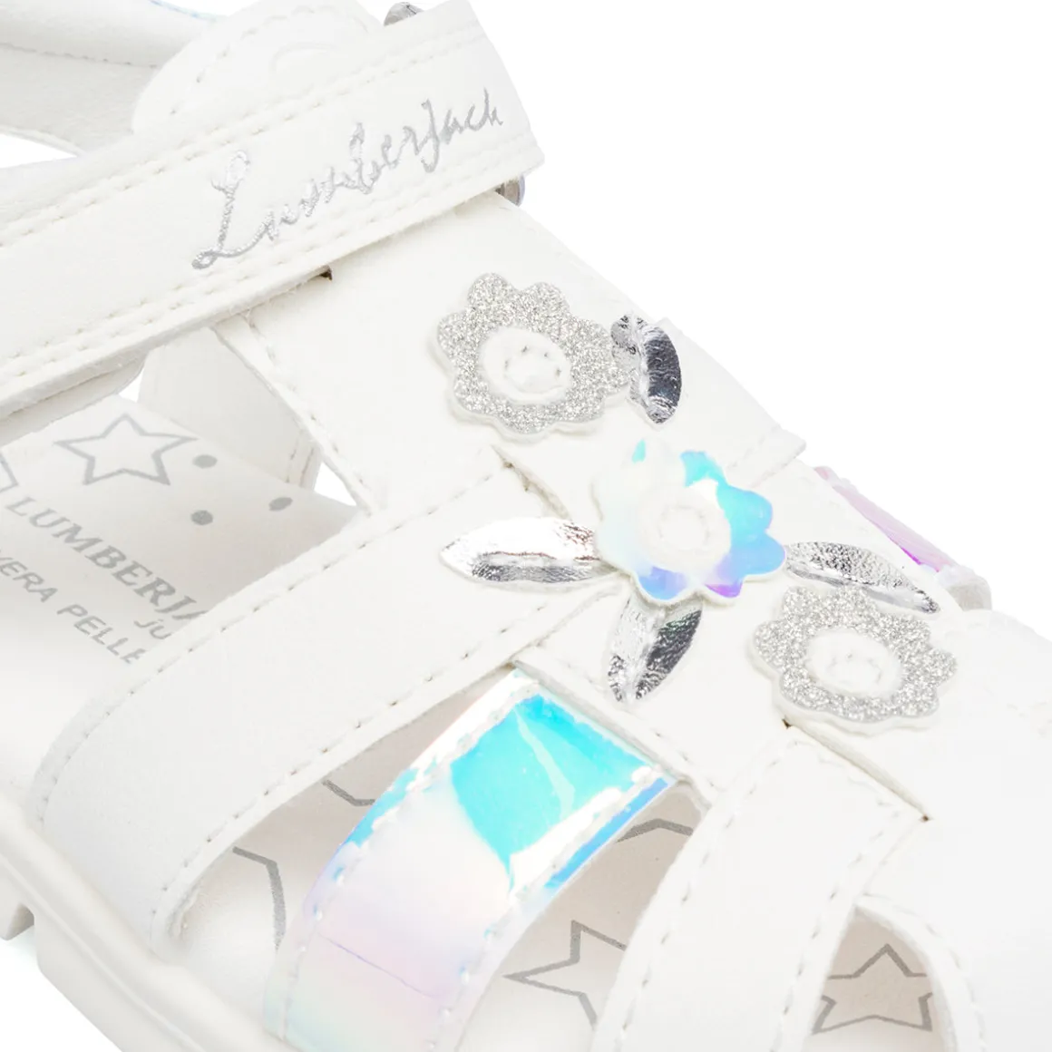 Sandali Bianchi da Bambina Primi Passi con dettaglio iridescente e glitter Lumberjack