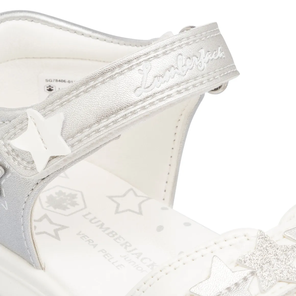 Sandali Bianchi da Bambina con decorazione Stelle Lumberjack