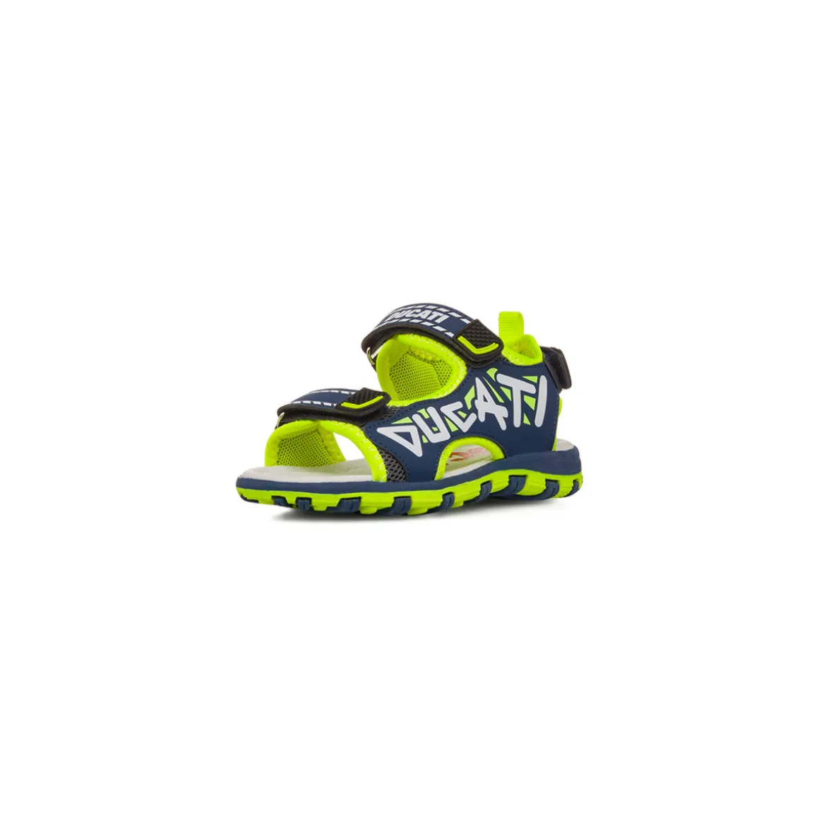 Sandali blu da Bambino con dettagli fluo e chiusura con strappo Ducati