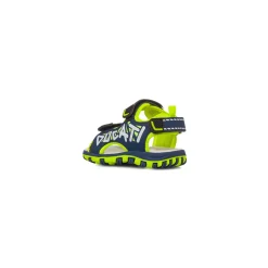 Sandali blu da Bambino con dettagli fluo e chiusura con strappo Ducati