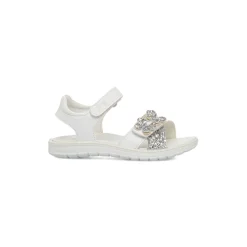 Sandali da bambina bianchi con dettagli frontali argento glitter Primigi Alanis