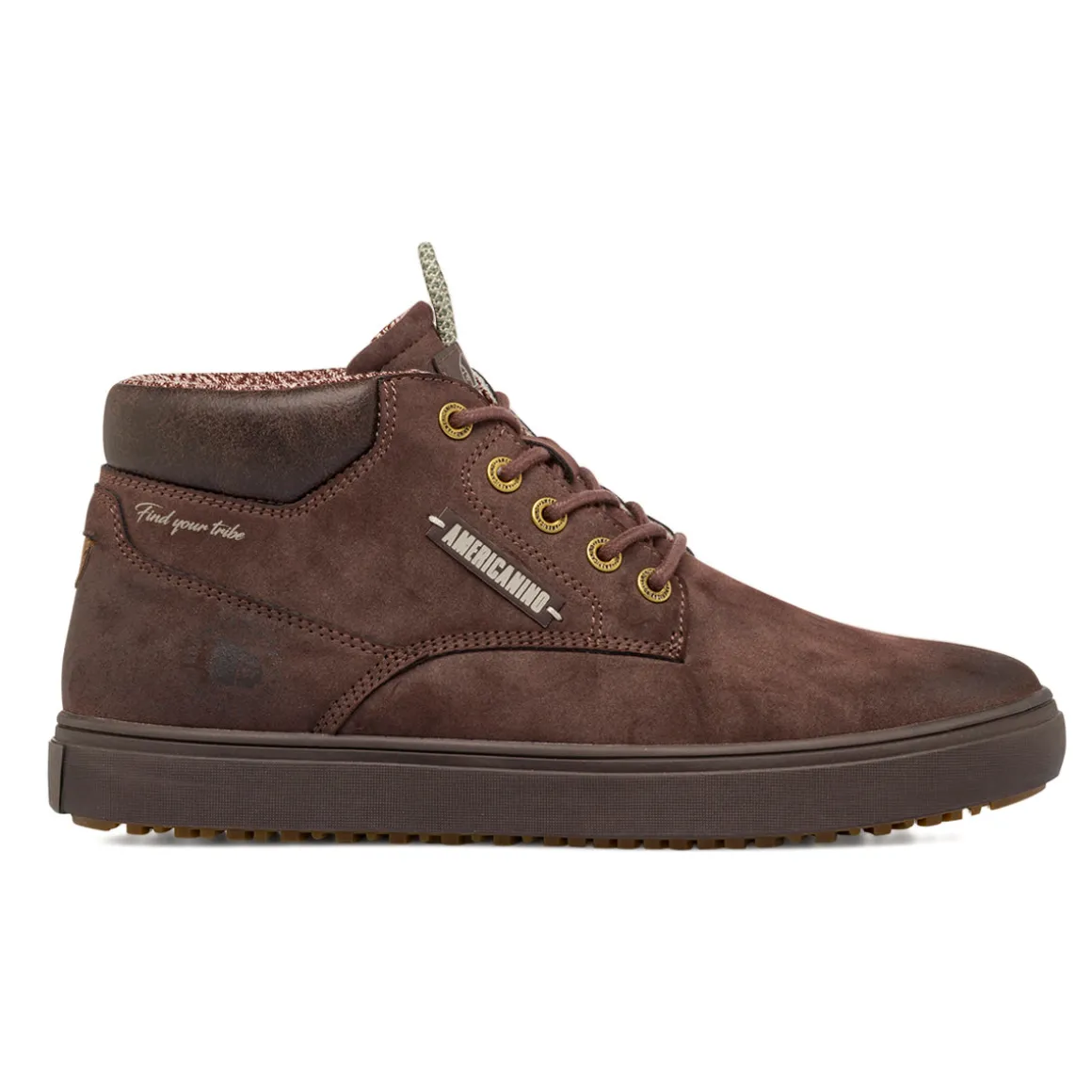 Scarpe alte da uomo Americanino marroni con occhielli dorati