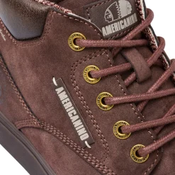 Scarpe alte da uomo Americanino marroni con occhielli dorati