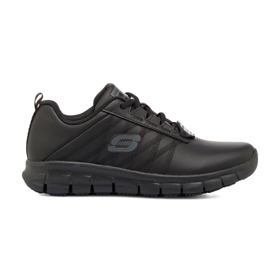 Scarpe antinfortunistiche nere da Donna in pelle Skechers Work Fashion Fit