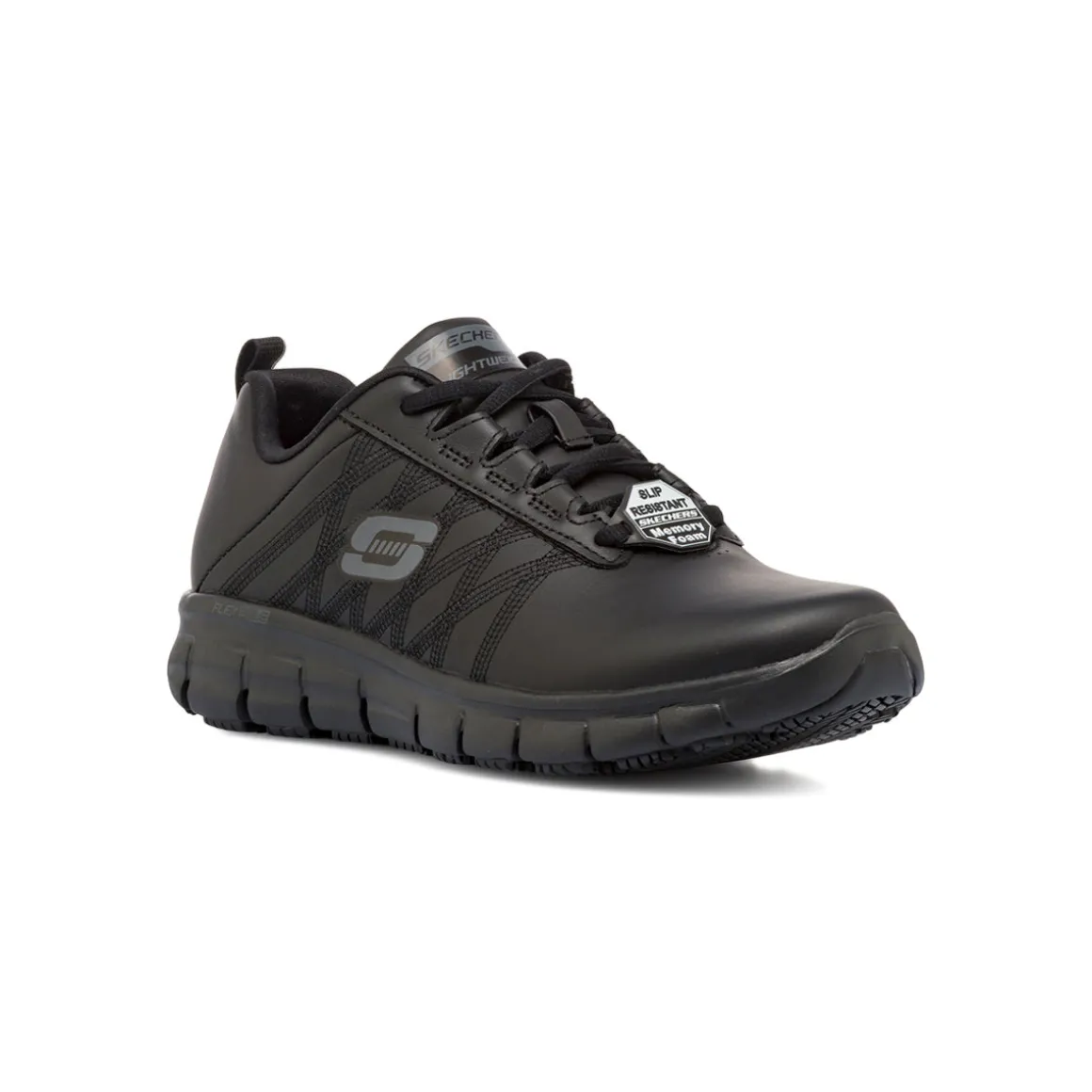 Scarpe antinfortunistiche nere da Donna in pelle Skechers Work Fashion Fit