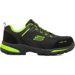 Scarpe antinfortunistiche nere e verdi da Uomo in pelle e Memory Foam Skechers Work