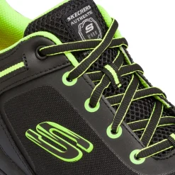 Scarpe antinfortunistiche nere e verdi da Uomo in pelle e Memory Foam Skechers Work