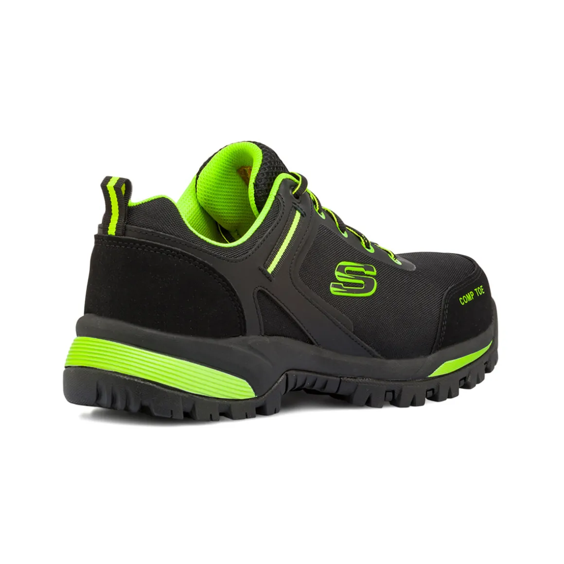 Scarpe antinfortunistiche nere e verdi da Uomo in pelle e Memory Foam Skechers Work