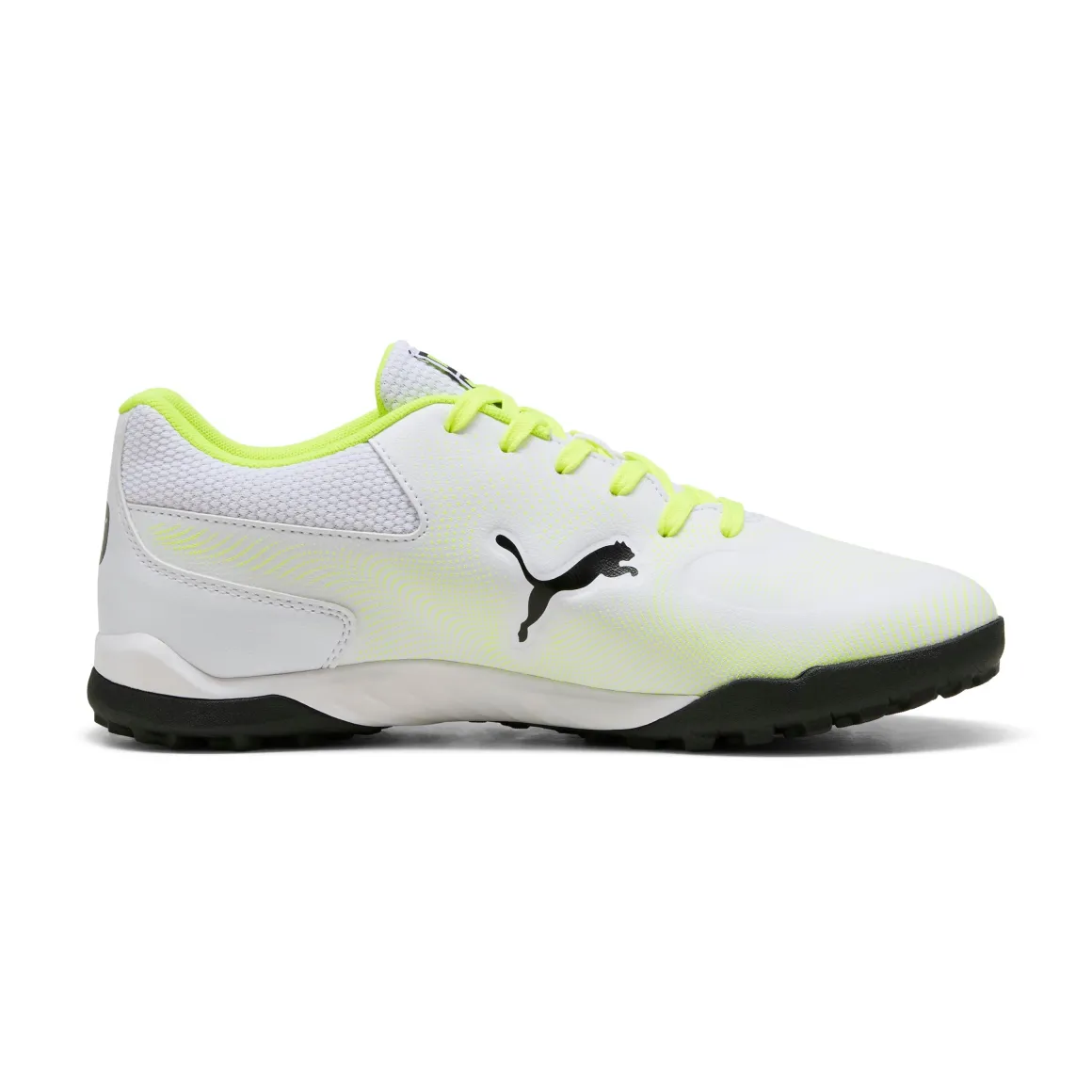 Scarpe da calcetto uomo bianche con dettagli neri e giallo fluo Puma Truco III TT