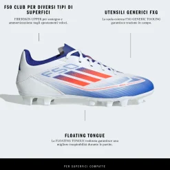 Scarpe da calcio da uomo bianche per superfici flessibili adidas F50 Club FxG