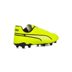 Scarpe da calcio per terreni duri da ragazzo gialle con dettagli neri Puma King Match FG/AG Jr