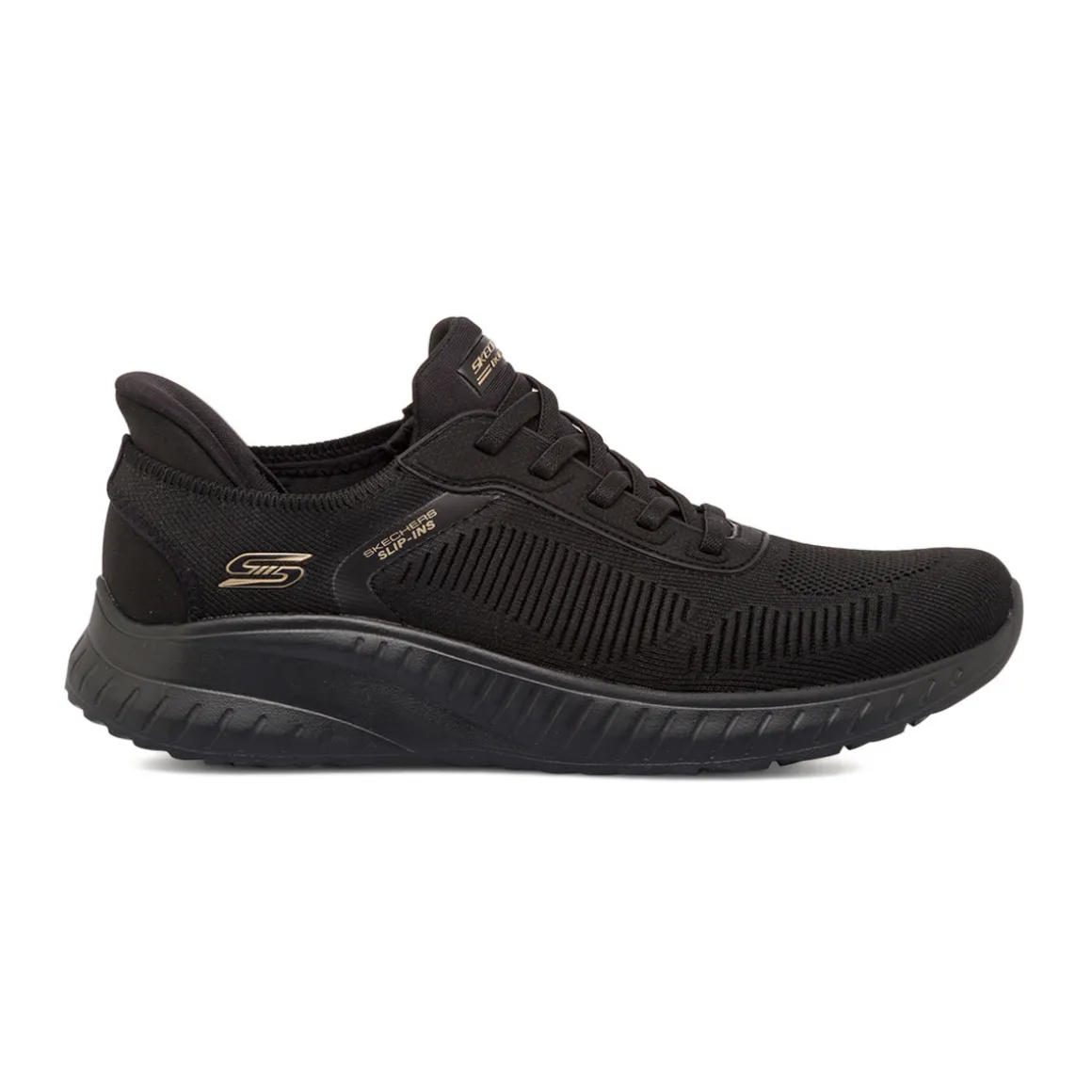 Scarpe da ginnastica da donna slip-on nere Skechers Squad Chaos