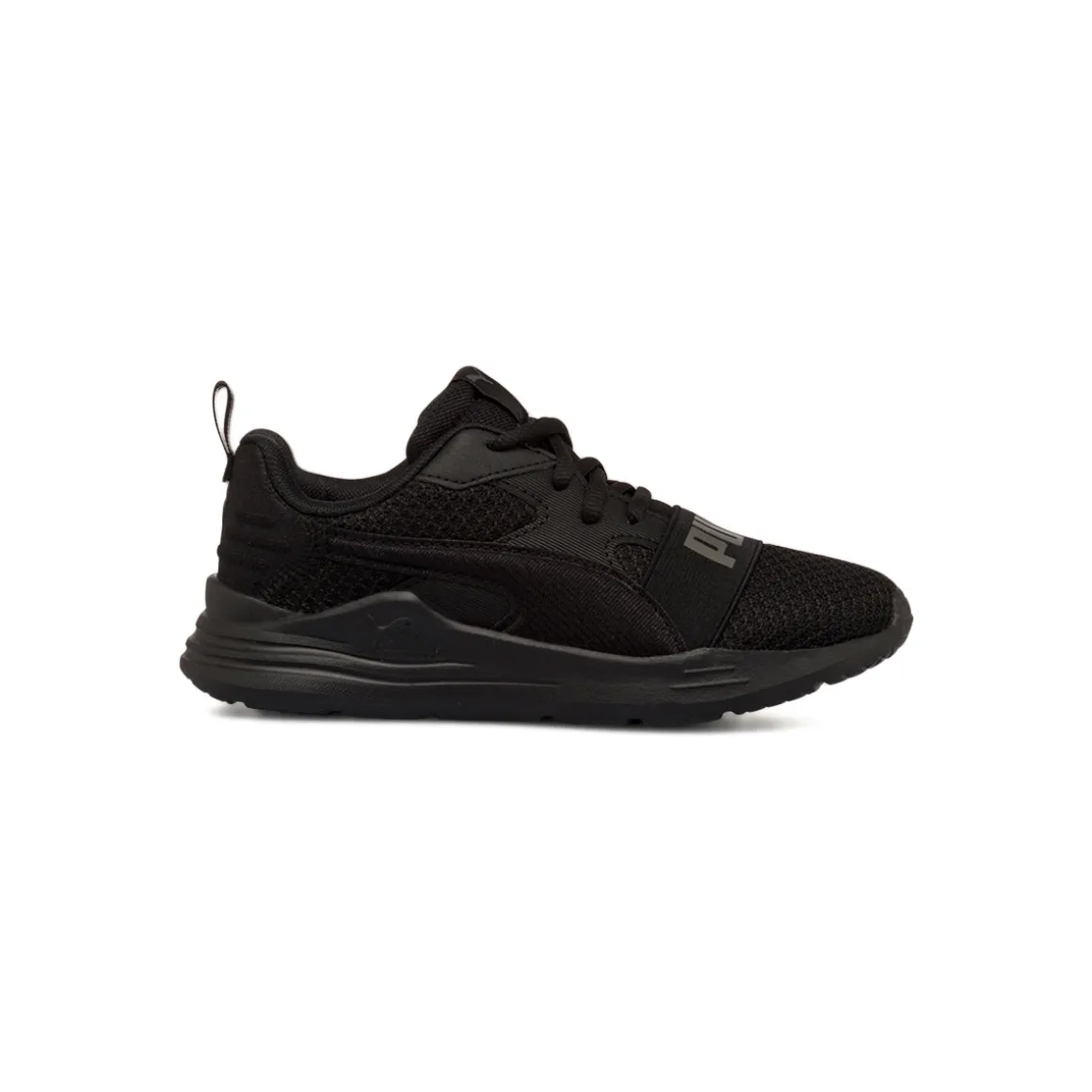 Scarpe da ginnastica da ragazzo nere in tessuto mesh con logo Puma Wired Run Pure