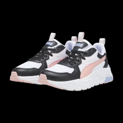 Scarpe da ginnastica da ragazza bianche con inserti neri e rosa Puma Trinity Lite