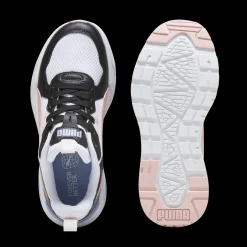 Scarpe da ginnastica da ragazza bianche con inserti neri e rosa Puma Trinity Lite