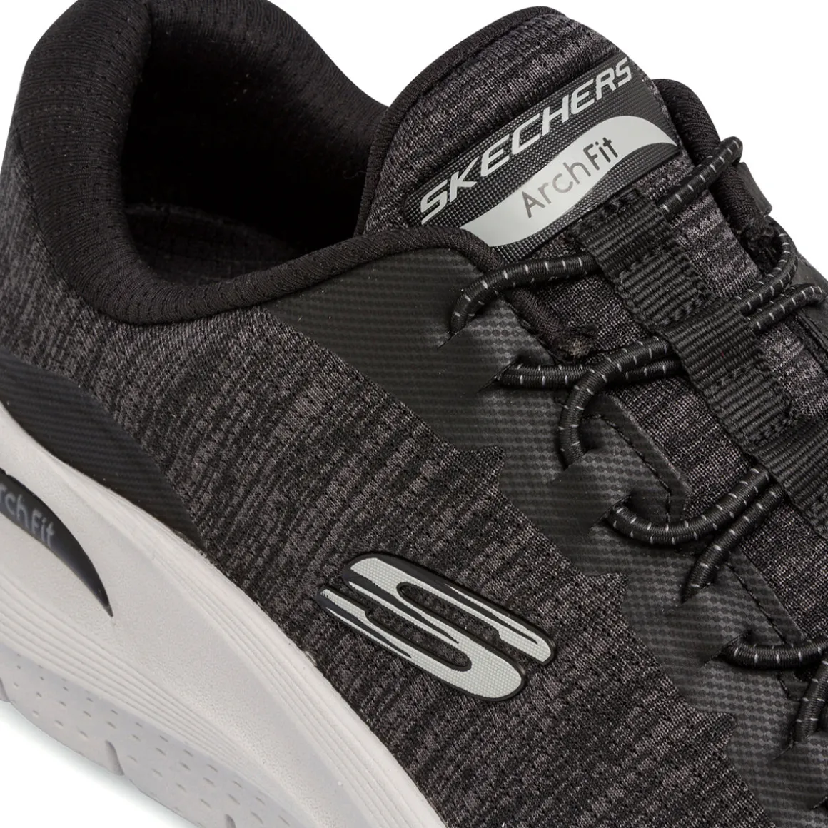 Scarpe da ginnastica slip-on nere con logo Skechers Arch Fit