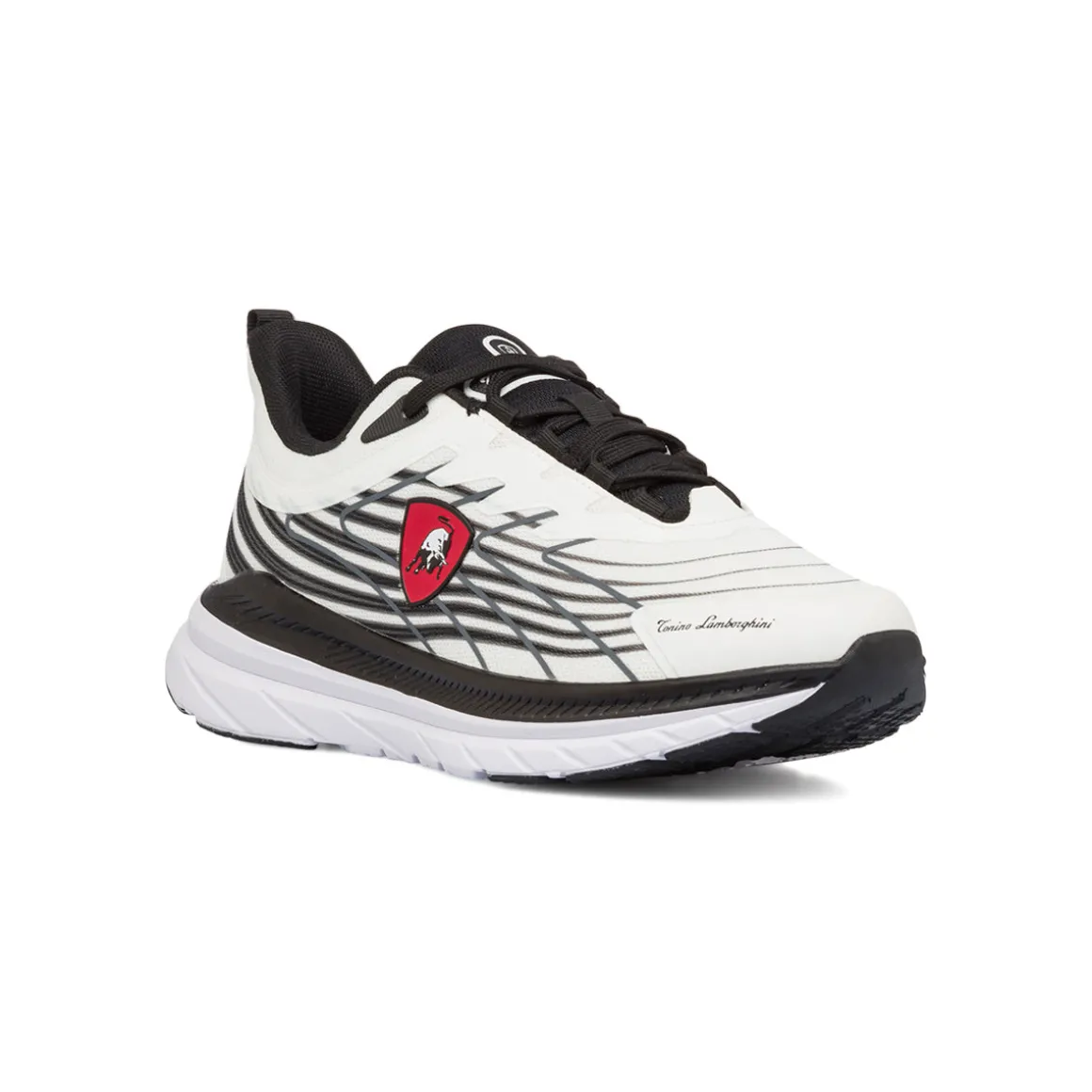 Scarpe da running bianche da Uomo con dettagli neri e logo Tonino Lamborghini