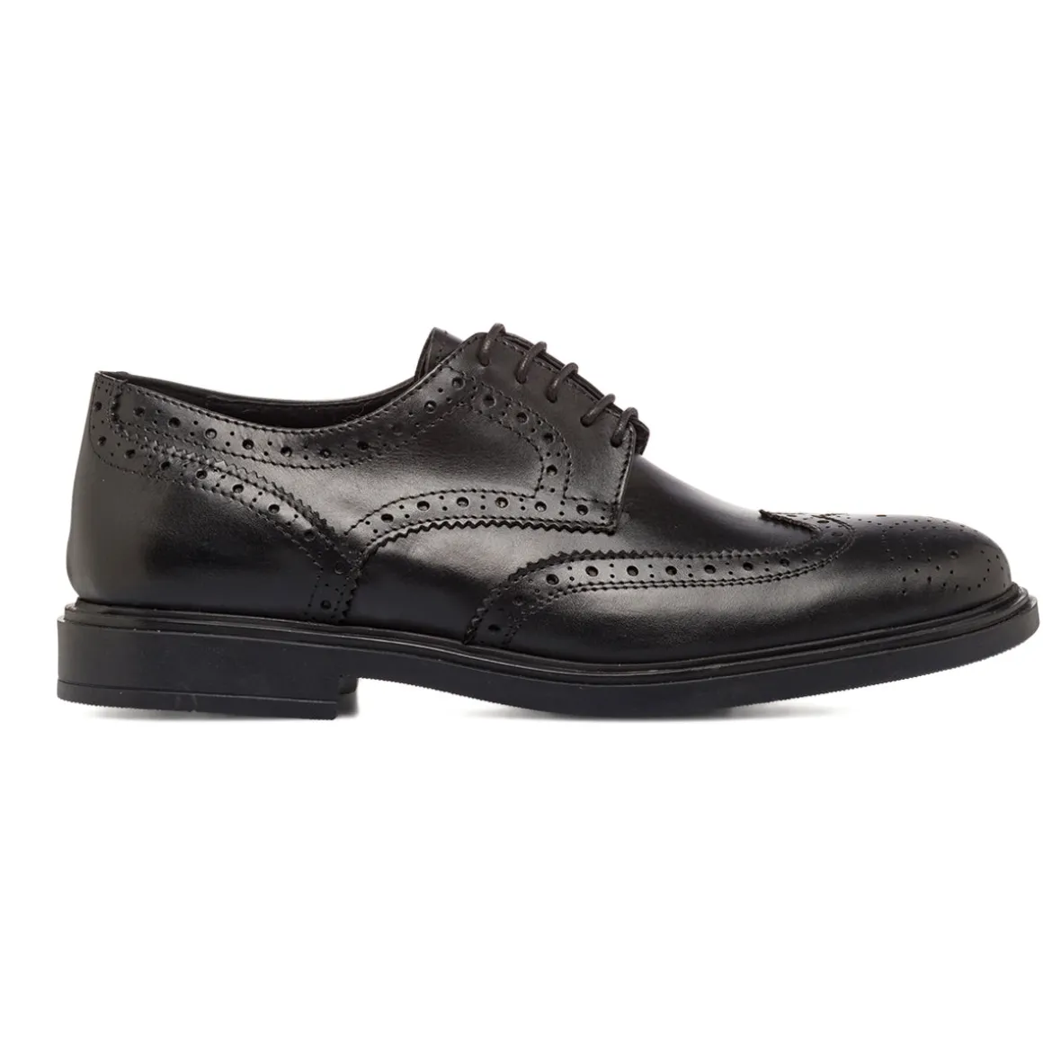 Scarpe da Uomo Derby Brogue in Pelle Nera con Lacci Primopiano