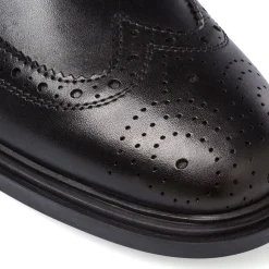 Scarpe da Uomo Derby Brogue in Pelle Nera con Lacci Primopiano