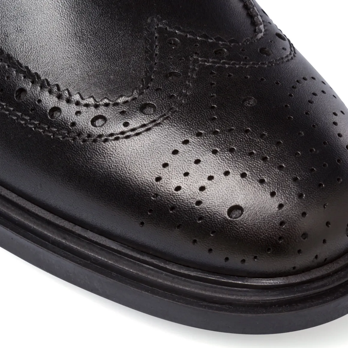 Scarpe da Uomo Derby Brogue in Pelle Nera con Lacci Primopiano