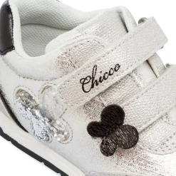 Scarpe primi passi da bimba argento con farfalle e glitter Chicco