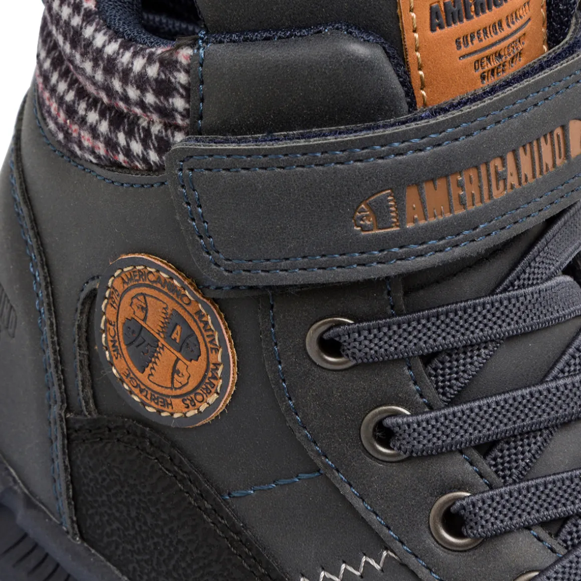 Scarponcini da bambino Americanino blu con logo