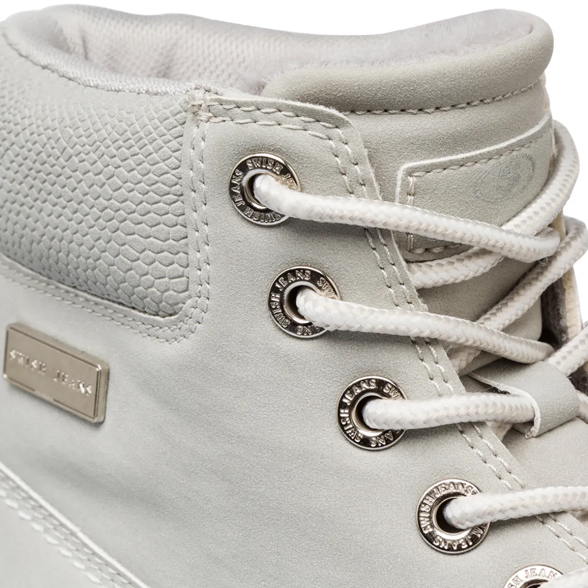 Scarponcini da donna grigi Swish Jeans con collarino imbottito