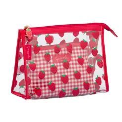 Set Beauty Case rosso con stampa fragole Camomilla Milano