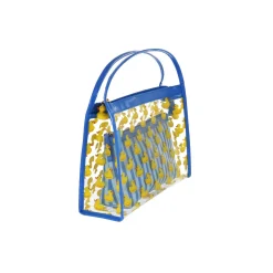 Set beauty case trasparente con stampa anatroccoli blu da Donna Camomilla Milano