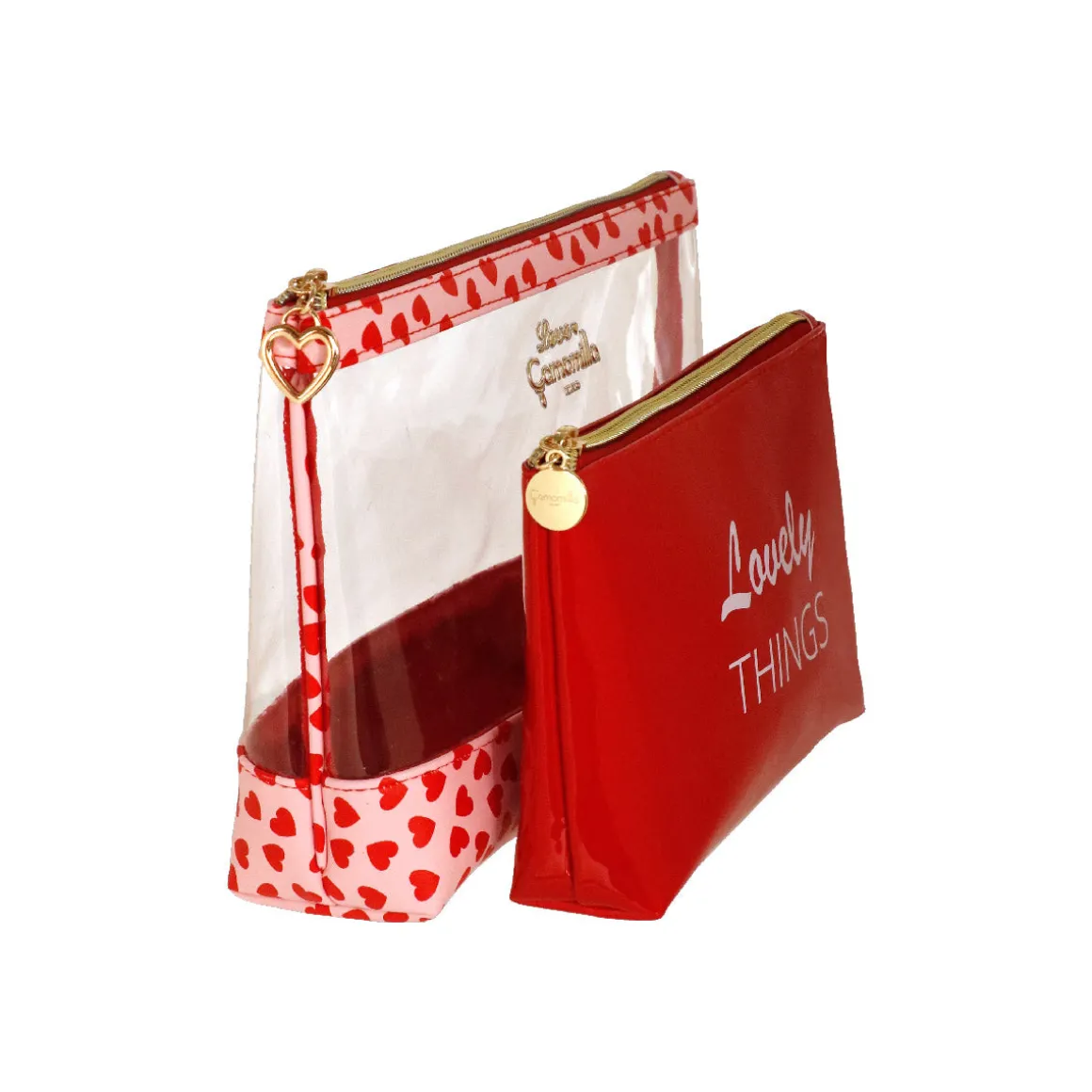 Set due Trousse da Donna rosa con cuori Camomilla Milano